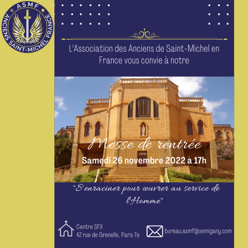 Lire la suite à propos de l’article Messe de Rentrée 26 Novembre 2022 à 17H00